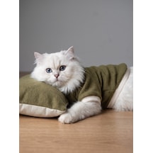 Natura Cozy Pati & Yastık Nefti Yeşil Polar Kedi Sweatshirt Ve Mini Yastık 2 Parça