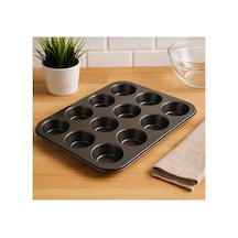 12 Li Muffin Kek Kalıbı,cupcake,browni Kabı Kek Kalıbı Muffin Kalıp Gri Gri