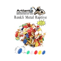 Renkli Raptiye 150 Adet 1 Paket Pvc Kaplı Başlıklı Raptiye Plastik Yuvarlak Düğmeli Raptiye Pano Okul Ofis Büro Ev