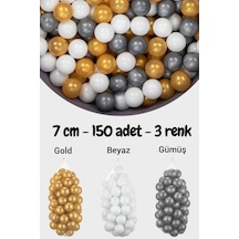 7 Cm Top Havuzu Topu 150 Adet Gold, Beyaz, Gümüş