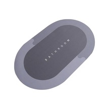 Koyu Gri 40x60cm Oval Banyo Paspası - Su Emici, Kaymazsız, Hızlı Kuruyan, Diatomit Köpük Tabakalı, Makine Yıkamalı Gri Gri