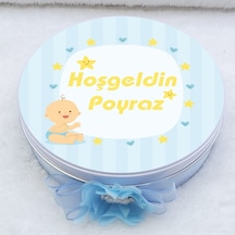 Bebek Baskılı Metal Kutuda Bebek Çikolatası Uv Baskılı Madlen Çik