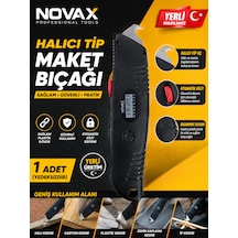 Novax Halıcı Tip Maket Bıçağı Plastik Gövde Otomatik Kilit Sağlam Yerli Markamız 1 Adet Yedeksizdir