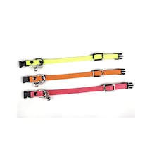 Neon Renkli Rugan Derili 1 CM Metal Kilit Tokali Kedi Tasma-Sarı
