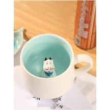 Mukko Home 3d Porselen Kupa Sevimli Hayvan Biblolu, 350 Ml Şık Ve Eğlenceli Sürpriz Kupa,mavi Beyaz - Çok Renkli