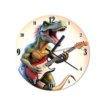 Gitar Falan Dinozor Şekilli Duvar Saati Çok Renkli