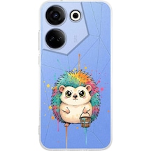 Tecno Camon 20 İle Uyumlu Splash Kirpi Tasarımlı Şeffaf Silikon Kılıf Şeffaf
