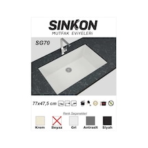 Sinkon Beyaz Granit Eviye 77 x 47.5 - Sg70 - Sinkon