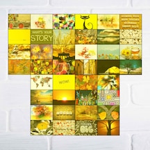 Pinterest Aesthetic Sarı Duvar Posteri Kolaj 40 Adet 10x15 Cm