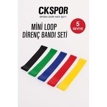 5'li Mini Loop Direnç Bandı Seti, Çok Renkli, Aerobik Egzersiz Lastiği