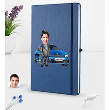 Kişiye Özel Plakalı Erkek Scirocco Beetle Karikatürlü Lacivert Te