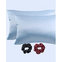 Ipeksi Saten 50x70 Cm Yastık Kılıfı 2 Adet, Kıvırcık Saçlar,dalgalı Ve Düz Saçlar, Bordo 2 Adet Hediye Saten Toka,cilt Dostıu,cilt Bakım,kozmetik,hediyelik,çeyizlik Kullanılabilir Mavi 50 x 22