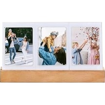 Mini Led Işıklı 3'lü Ahşap Fotoğraf Çerçevesi