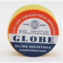 Globe Pvc Elektrik İzolasyon Bant "0.13x19x10yrds" Sarı-yeşil 500'lü 1 Koli