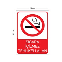 Metal Sigara İçilmez Tehlikeli Alan 15x20 Cm Uyarı İş Güvenliği Levhası