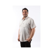 Tousus Kısa Kol Bej-beyaz Petek Desenli Pamuklu Erkek Gömlek Kk-8052-tss