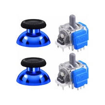 Ps5 Manyetik Motor 2+2 Set Mavi Krom Analog Topuz Hall Sensör Playstation 5 Yedek Parça Siyah