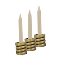 Eskitme Mumluk Şamdan 3 Adet Tealight Ve İnce Mum Uyumlu Spiral Model - Altın Eskitme