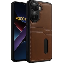 Xiaomi Poco X7 Pro Kılıf Sara Kartvizitli Deri Kılıf - Taba Diğer