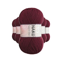 Nako 5 Adet Süper Inci El Örgü Ipi 100 Gr Bordo 999 769415162044