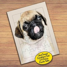 Sevimli Hayvan Buldog Köpek Çocuklara Özel Puzzle Yapboz Tablo-64830
