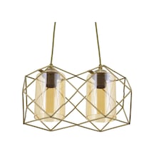 Modern Kare Geometrik Üçlü Eskitme Balcam Metal Sarkıt Avize I