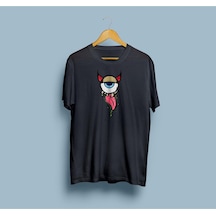 Oversize Vektör Göz Tasarım Art Unisex T-shirt Siyah