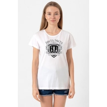Hocus Pocus University Beyaz Kadın Bisiklet Yaka Tshirt 001