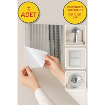 1 Li Kendinden Yapışkanlı Ayna Mozaik Disco Sticker Duvar Çerçeve Eşya Dekoratif Kaplama 30x30 Cm Gümüş
