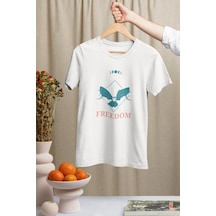 Noıssey Freedom Tasarımlı Unisex Oversize Beyaz T-shirt