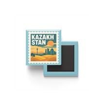Buzdolap Magneti Kazakistan Astana Renkli Posta Pulu Temalı - 9x9 Cm