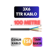Öznur 3x6 Ttr Kablo Metre Seçenekli Siyah - 100 Metre