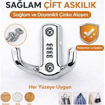 2 Adet Modern Portmanto Askısı Vestiyer Duvar Ve Dolap Elbise Askılığı Krom Metal Gri