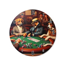 İskambil Kartları Ve Köpekler Şekilli Duvar Saati