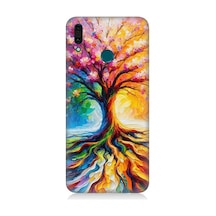 Huawei Y9 2019 Uyumlu Kökten Renkli Ağaç Büyüsü Desenli Silikon Kılıf Çok Renkli