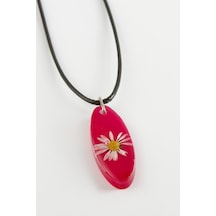 Papatya - 313 - Oval Epoksi - Nazblsmm - Kolye Pembe Kristal