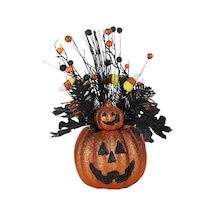 Homyl Cadılar Bayramı Heykelciği Balkabağı Saksı Heykeli 28cmx25cmx38cm