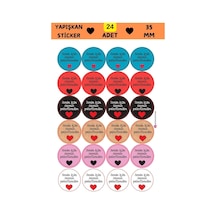 24 Adet - Senin İçin Özenle Paketlendim Sticker - Paketleme Sticker - Teşekkür Sticker - Ambalaj Sticker Çok Renkli