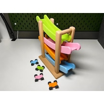 3d Baskı Kaydıraklı Araba Pisti - 4 Katlı Mini Araba Yarış Rampası, Bebek Ve Çocuk Oyuncağı Seti 4 Araba Dahil