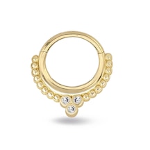 Üç Taşlı Top Toplu Altın Helix Piercing