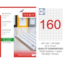 Tanex Tw-2280 22X12 MM Laser Etiket 100 Ad.