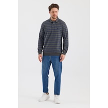 Alexander Gardi Alexandergardı Polo Yaka Çizgili Regular Fit Sweatshırt Wk25214 001