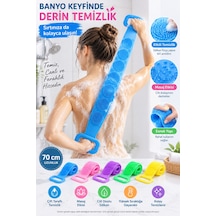 Silikon Banyo Sırt Kesesi 70cm Çift Taraflı Masaj Dokulu Uzun Saplı Vücut Temizleme Fırçası Ve Masaj