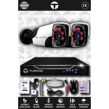 Turkno 2 Kameralı Pania 2 Dış Kamera Set 2 TB HDD Full HD Gece Görüşlü Güvenlik Kamerası Sistemi