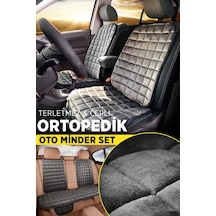 Volksvogen Jetta Mk5 Antrasit Renk Tay Tüyü Cepli & Terletmez Sırtlı Oto Koltuk Minder Seti - Koltuk Koruma Kılıfı Ön & Arka Tam Set