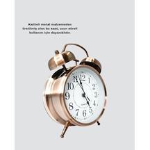 Retro Tarz Bronz Dekoratif Masa Saati Metal Gövde Yüksek Sesli Alarm - Lisinya Çok Renkli