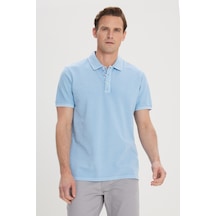 AC&Co / Altınyıldız Classics Erkek Slim Fit Dar Kesim %100 Pamuk Polo Yaka Tişört Açık Mavi Acık Mavi