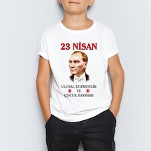 23 Nisan Atatürk Baskılı Unisex Çocuk Tişört T-Shirt Mr-04 Çok Renkli