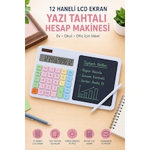 12 Haneli Lcd Yazı Tahtalı Hesap Makinesi Kalemli Büyük Ekranlı Masaüstü Hesap Makinası Ev Okul Ofis Çok Renkli