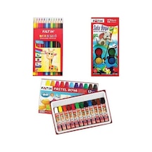 Fatih Okul 3 Lü Set 12'li Kuruboya + Suluboya + Pastel Boya Seti Diğer